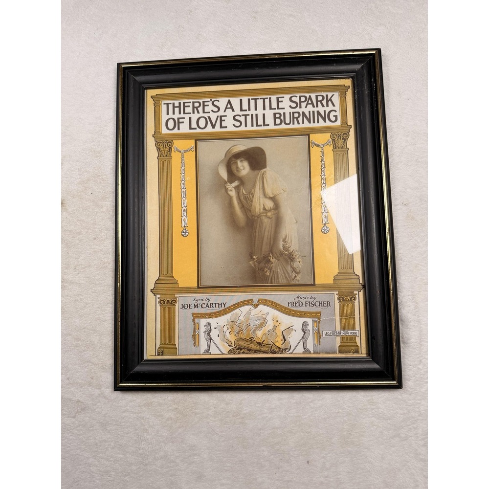 Vintage There's A Little Spark Of Love Sheet Music Feist Black Frame Art